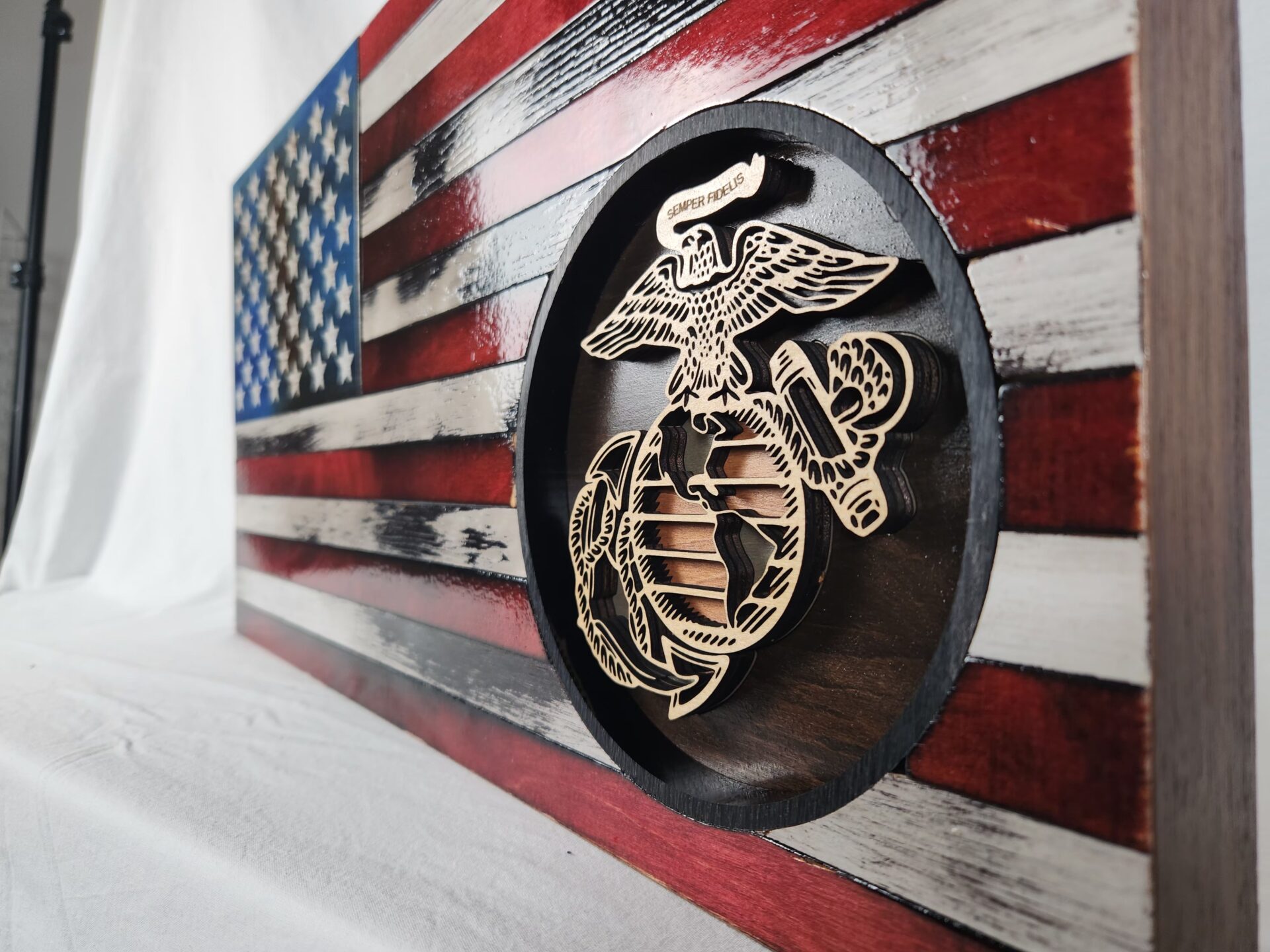 Classic American Flag with Marine Logo - Image 3